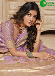 Wonderful Purple Color Silk Designer with Fancy, Weaving and Zari Work Saree
